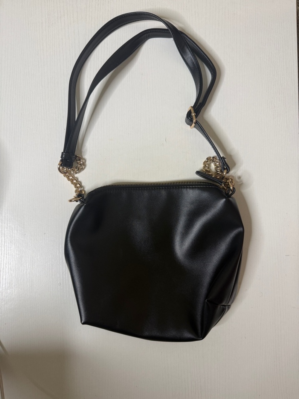 Aldo Black Crossbody Bag with Gold Chain Accents